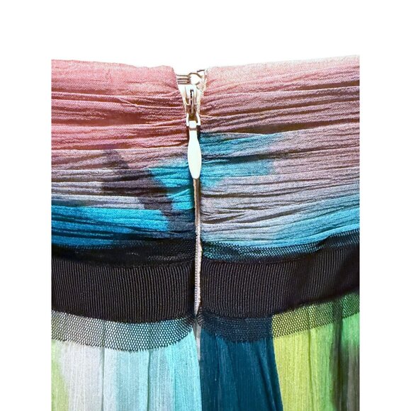 Y2K BCBG Silk Strapless Gown 4 Watercolor Color Block ASO Alicia Keys 2009 - Picture 6 of 11